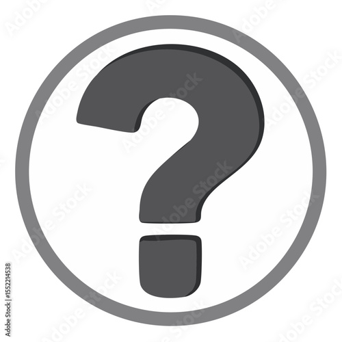 Question Mark Icon in Circle Gray and White Illustration Inquiring Concept Symbol Doubt