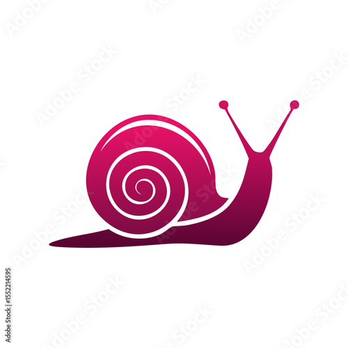 Magenta Gradient Snail Illustration on Black Background with Spiral Shell