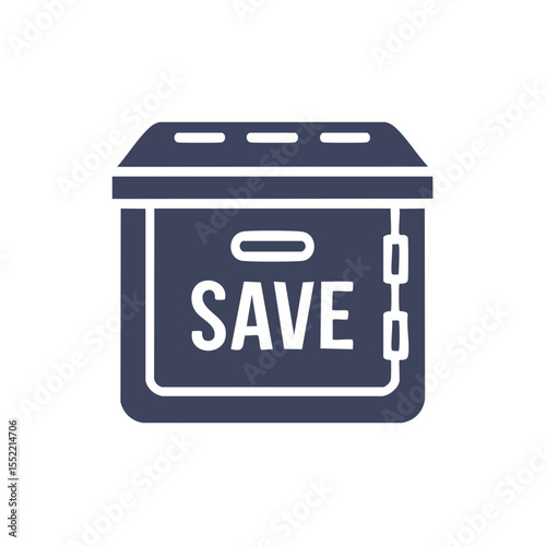 Money Saving Box Icon Illustrating Financial Savings Concept in Dark Blue