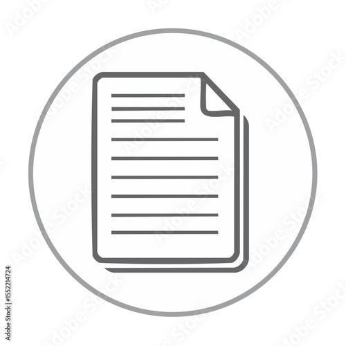 Document outline icon in white circle provides simple representation of paperwork files and text based data reports