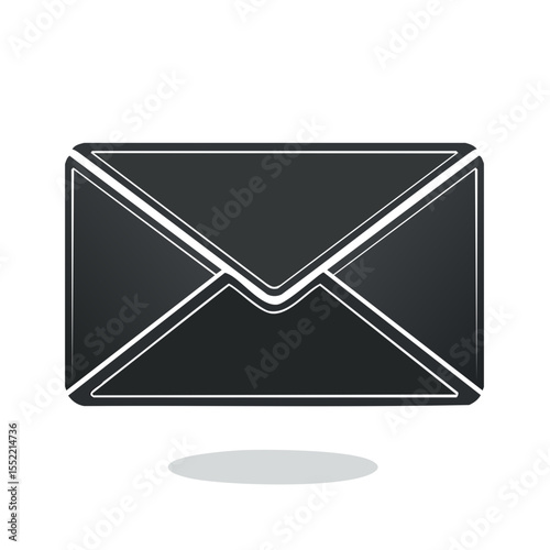 Dark Gray Envelope with White Outline on Black Background Representing Communication