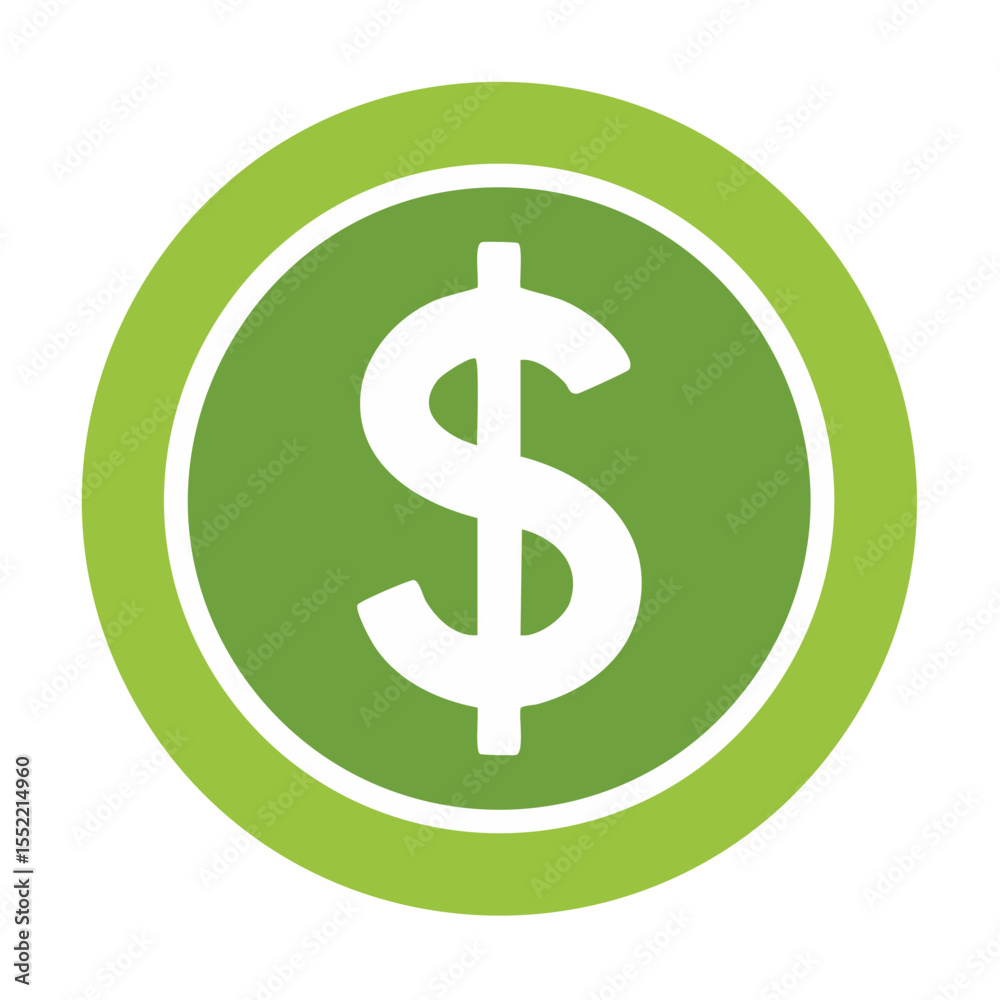 Green and White Dollar Sign Icon Circular Button for Business, Finance, and Investment Green and White Dollar Sign Icon Circular Button for Business, Finance, and Investment