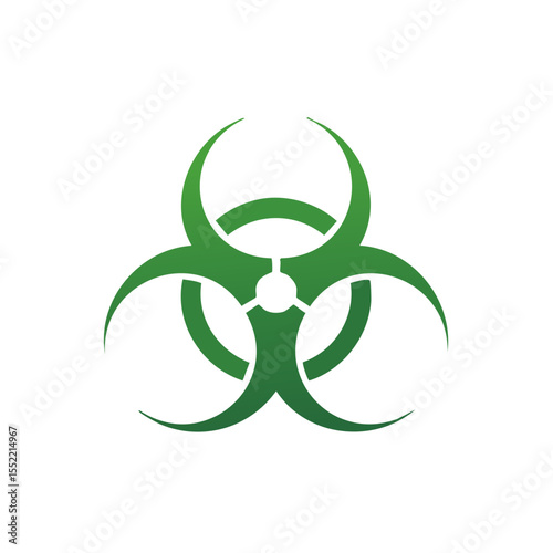 Green Biohazard Symbol on Black Background Warning of Biological Risk