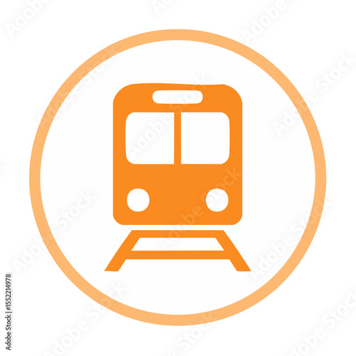 Train symbol orange icon. Subway vector sign on white background. Public transport illustration in modern simple style.