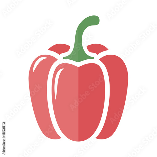 Single Red Bell Pepper Illustration, Crisp Fresh Ingredient, Kitchen Gardening, Healthy Eating