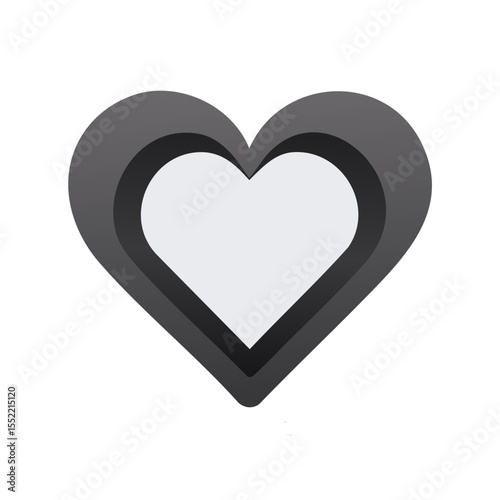 Monochrome Heart Design with Layers - Affection, Love, Romance - Modern Graphic