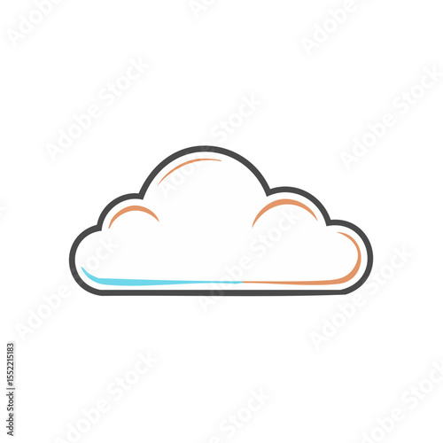 Fluffy White Cloud Isolated on Black Background Simple Minimalist Weather Icon Meteorology Cartoonish Graphic Design