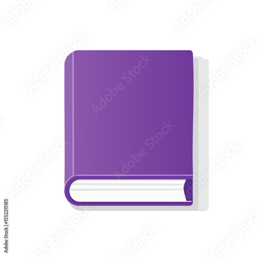 Purple Hardcover Book on Black Background in Simple Flat Illustration Style