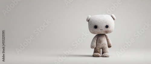 Minimalist Portrait of Plush Toy Robot in Neutral Background