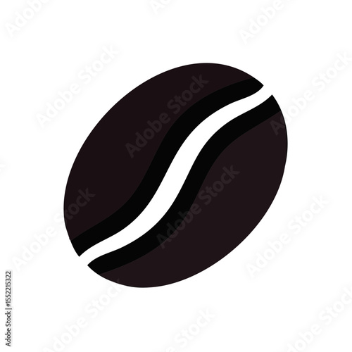 Isolated Coffee Bean Illustration with Black Background, Minimalist Coffee Bean, Dark Roasted