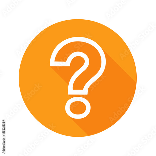 Bright orange round sign features a white question mark asking queries to consider problem solving and decision making