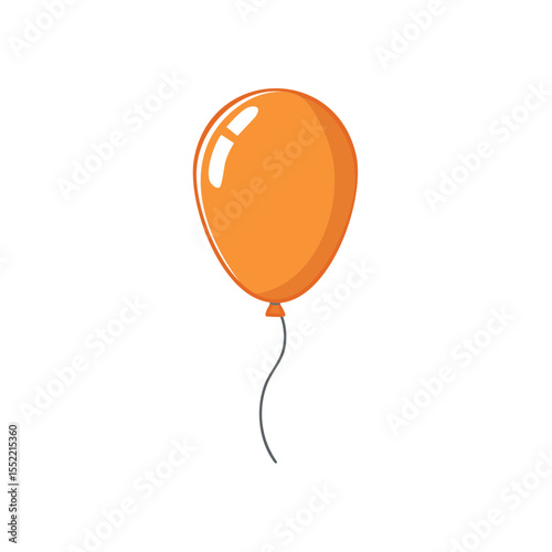 Festive orange balloon floating gracefully against a stark black background for birthday celebrations and party decorations