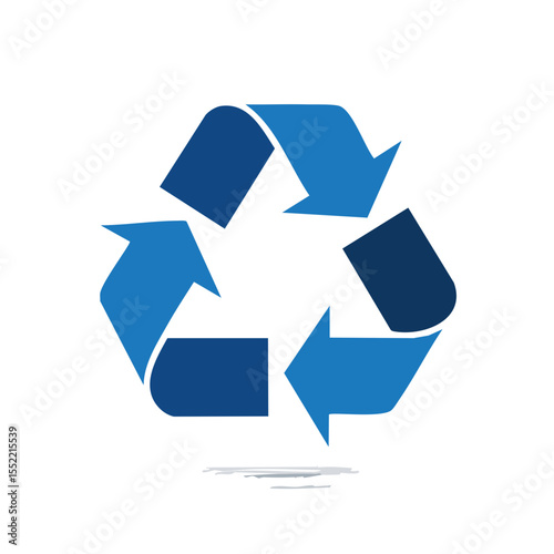 Blue Arrows Recycle Symbol Isolated on Black Background, Representing Environmental Sustainability and Reuse