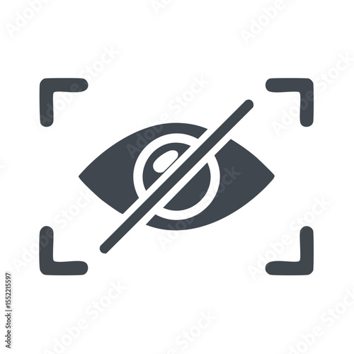 Eye with Privacy Bar in Scanner Frame Sensitive Data Protection Icon Vector