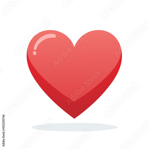 Vibrant Red Heart Illustration Symbolizing Love Romance Affection Valentine's Day with Playful Shadow