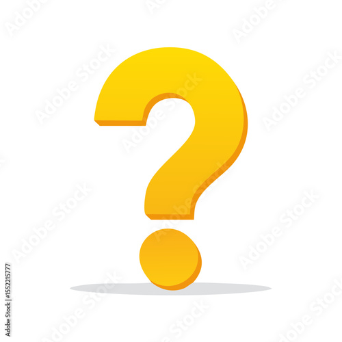 Illustration of a golden question mark symbol on a black background with a white shadow for business and education concepts