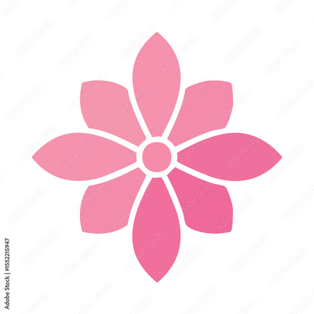 Pink flower icon design with six petals on a black background Simple blossom graphic for summer spring themes Pink flower icon design with six petals on a black background Simple blossom graphic for summer spring themes