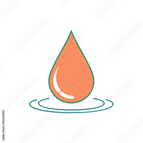 Vibrant Water Droplet Illustration with Circular Ripples Water Source Conservation Graphic