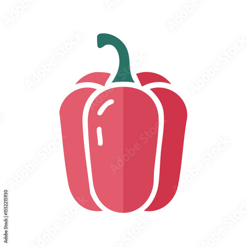 Red Bell Pepper Vegetable Icon on Black Background Healthy Food Ingredient