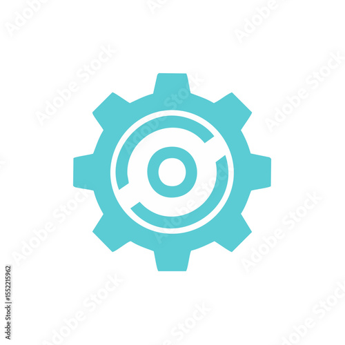 Gear with Rounded Abstract Shape on Black Background Illustrating Technology Integration or System Settings