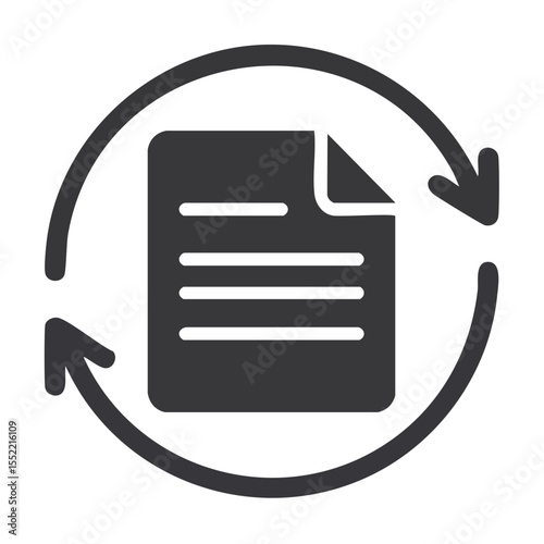 Document with Arrows Indicating Cycle or Refresh on Black Background