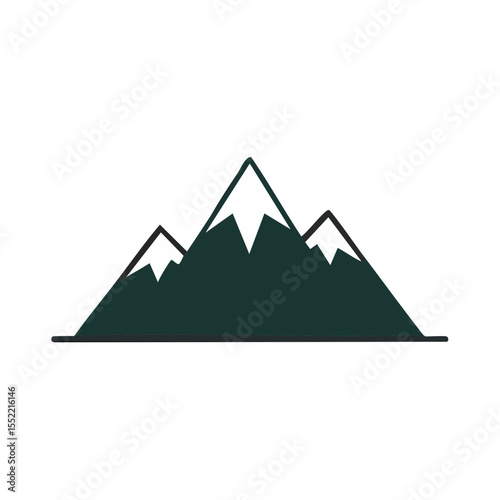 Three Peaks Mountain Range with Snowcaps Minimalist Vector Illustration