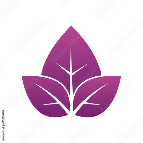 Three Purple Leaves Logo Design on Black Background - Minimalist Plant Illustration