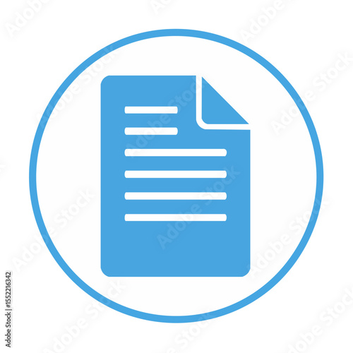 Blue document icon for applications and presentations featuring paper and text lines on white circular background with rounded borders