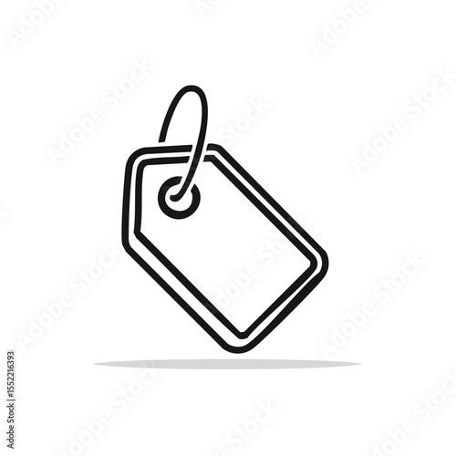 Price tag outline icon isolated on black background. Minimalist label graphic resource for promotion and retail. Shopping and discount sale concept.