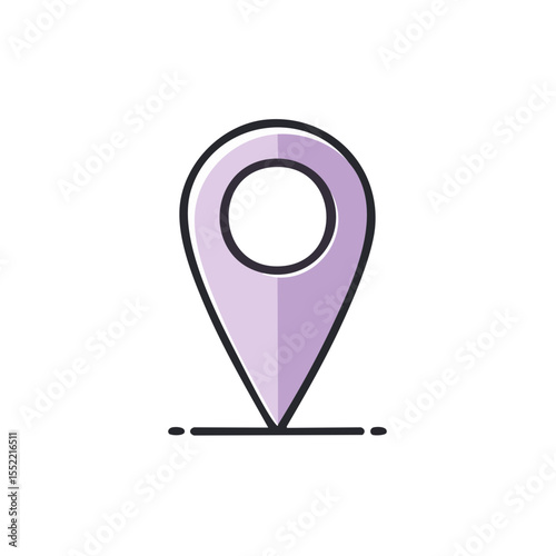 Stylish light purple map pointer icon on black background representing location and navigation services pinpointing destination