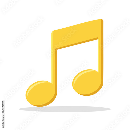 Isolated yellow musical note on black background for graphic design projects and music lessons, sheet music, audio, sound, melody, songs