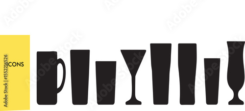 Alcohol Bottle Silhouettes - High Detailed Black & White Bar Vector Set