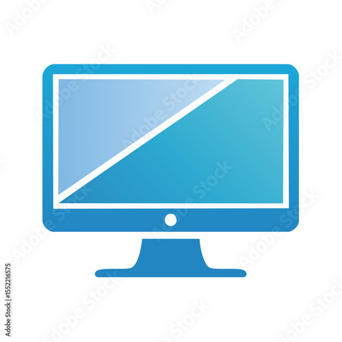 Modern Monitor Illustration: Blue Gradient Display Screen for Digital Designs