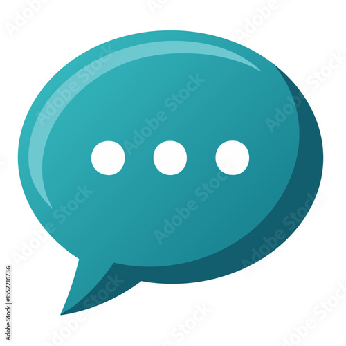 Blue speech bubble with ellipses signifying thought or conversation symbol for digital message and feedback concept design element