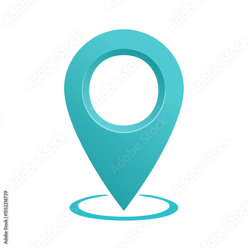 Blue location pointer graphic with a tracking circle below on a black background