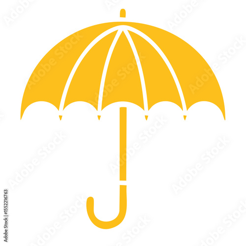 Stylish yellow umbrella illustration for weather protection against rain and sun with clean design for summer spring autumn or winter season