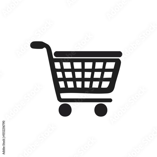 Shopping cart icon vector illustration on black backdrop for ecommerce and retail businesses online sales