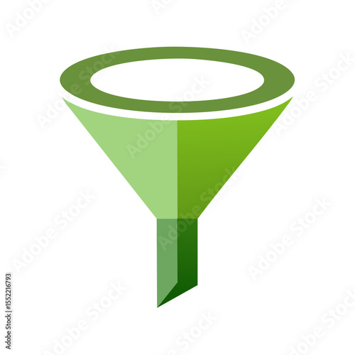 Green Funnel Illustration Filtering Concept Process Separation Solution Reduction
