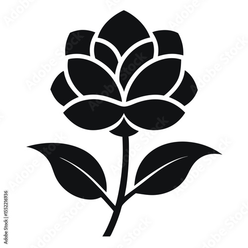Elegant Black and White Floral Illustration Stylized Flower Design, Perfect for Invitations, Logos, and More