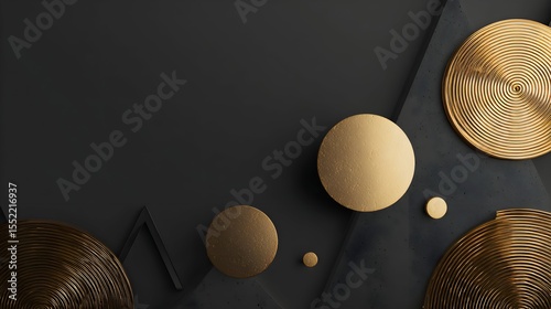 Luxury Abstract 3D Composition with Metallic Copper and Geometric Shapes – Elegant Minimalist Design Background for Branding, Art, and Premium Visual Projects.