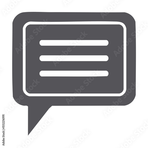 Dark Gray Speech Bubble Illustration with Three Horizontal Lines within White Border Symbolizing Conversation or Feedback