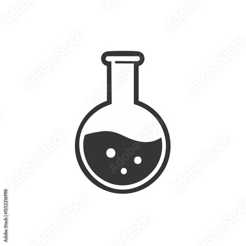 Chemical Erlenmeyer Flask with Liquid Bubbles for Science Research Isolated Icon