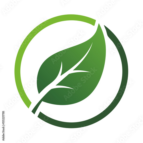 Green Leaf in Circle Symbol: Eco-Friendly, Natural, Environmental Concept Icon