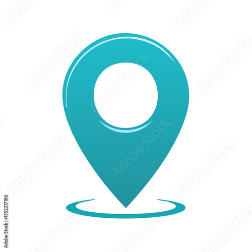 Teal Blue Map Pointer Icon Design for Web or Mobile Applications