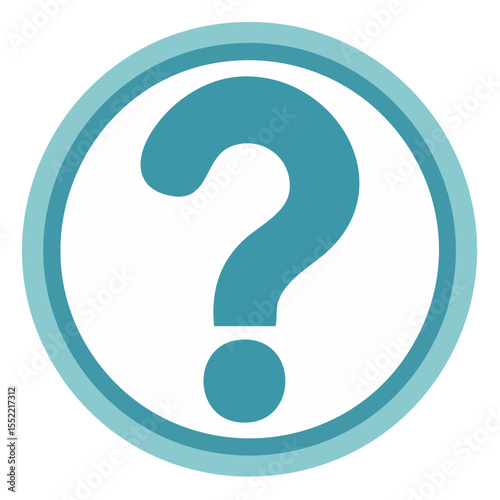Turquoise Question Mark Inside a Circle Sign Illustration, Unknown Answer Graphic