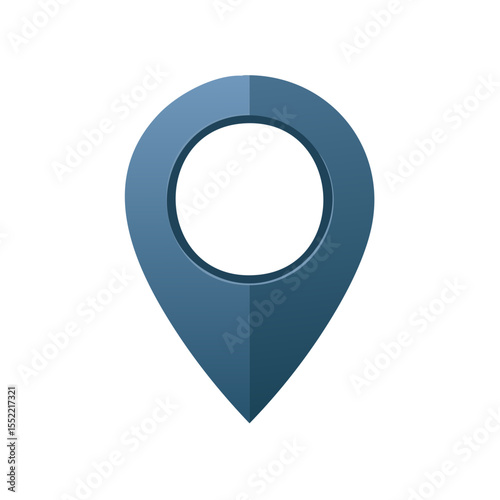 Stylized Blue Map Pointer on Black Background Indicates Location or Destination Point