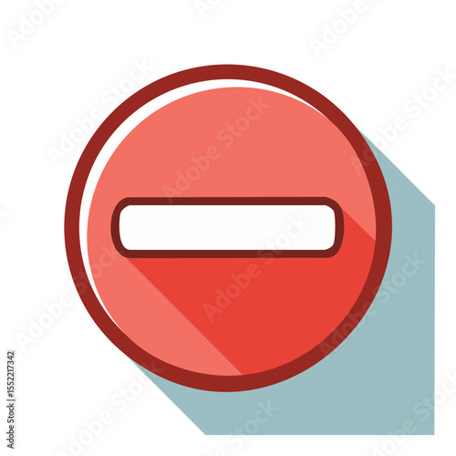 Red Circle with Line Representing No, Stop, Denial or Negative Sign With Gray Shadow