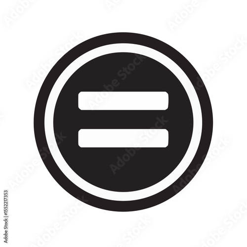 Equality Symbol in Black and White Circle Representing Fairness Equal Rights Mathematics