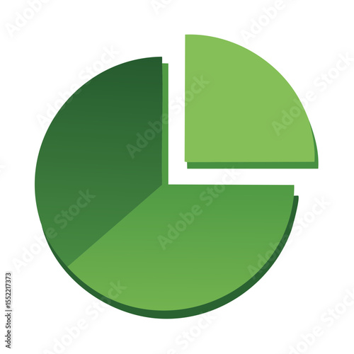 Green 3D Pie Chart Showing Data Distribution and Financial Performance Analysis