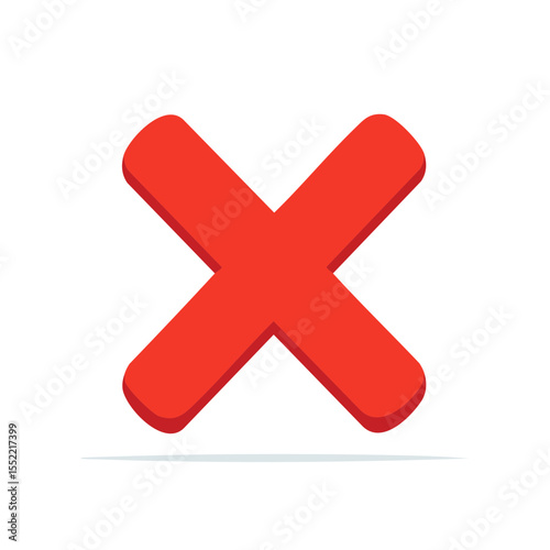 Red Cross Symbol on Dark Background Representing Cancellation Deletion Negative Choice Error Warning Rejection